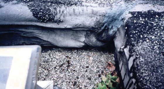 Existing flat roof slumping