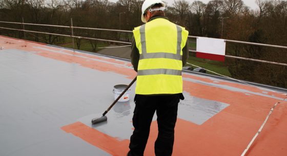 Liquid roofing system application