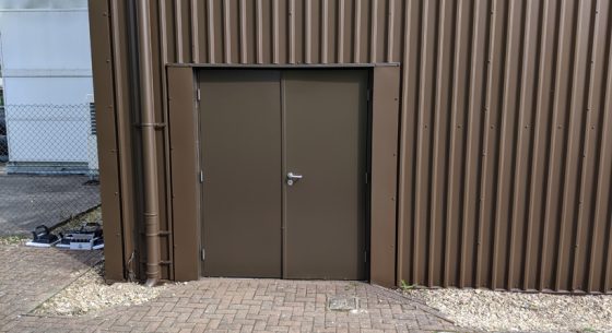 Military base door after coating