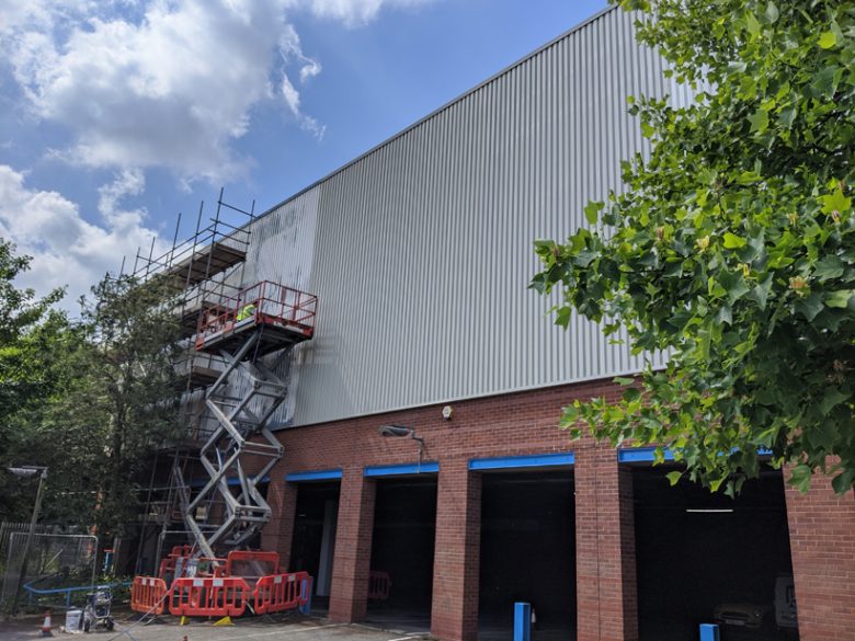 Onsite spraying at Asda Trowbridge Cladding Coatings